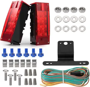 CZC AUTO 12V LED Low Profile Submersible Rectangular Trailer Light Kit Tail Stop Turn Running Lights for Boat Trailer Truck Marine
