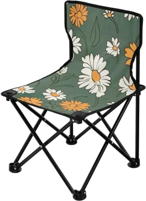 Daisy Flower Portable Outdoor Folding Chair Anti-Slip Padded Oxford Cloth Stool Camping Chair Small for Beach Hiking Fishing Gardening Quad Camp Chair