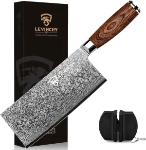 Damascus 8 inch Cleaver Knife, Professional Handmade Damascus Stainless Steel Kitchen Knife, Superb Edge Retention, Stain & Corrosion Resistant, Ergonomic PAKKA Wood Handle
