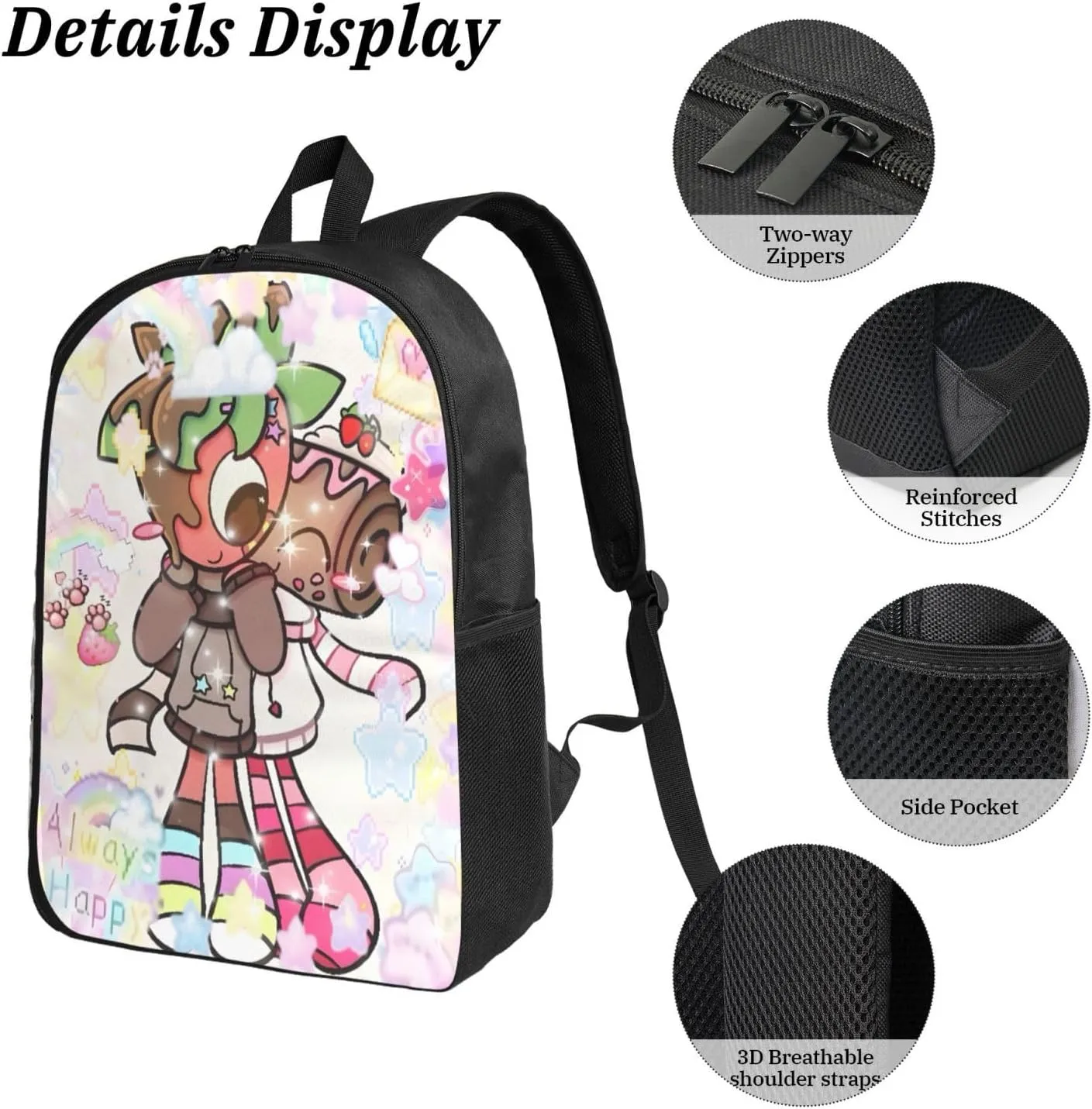 Dandys World Backpack Cartoon Print Cute Daily Multi-Purpose Backpack, 3set