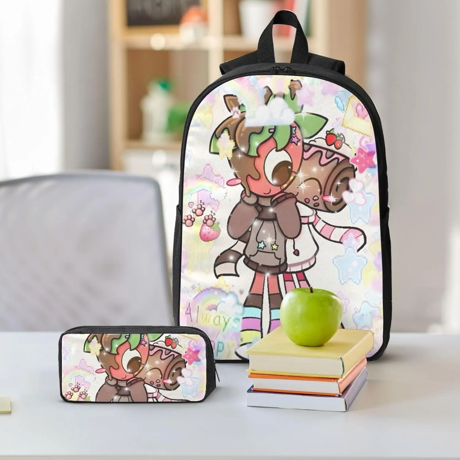 Dandys World Backpack Cartoon Print Cute Daily Multi-Purpose Backpack, 3set