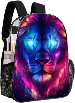 Daypack Backpack Anti-Theft Multipurpose Large Capacity Carry On Bag - Cool Universe Space Lion Art Traveling & Camping Backpack Transparent Bag