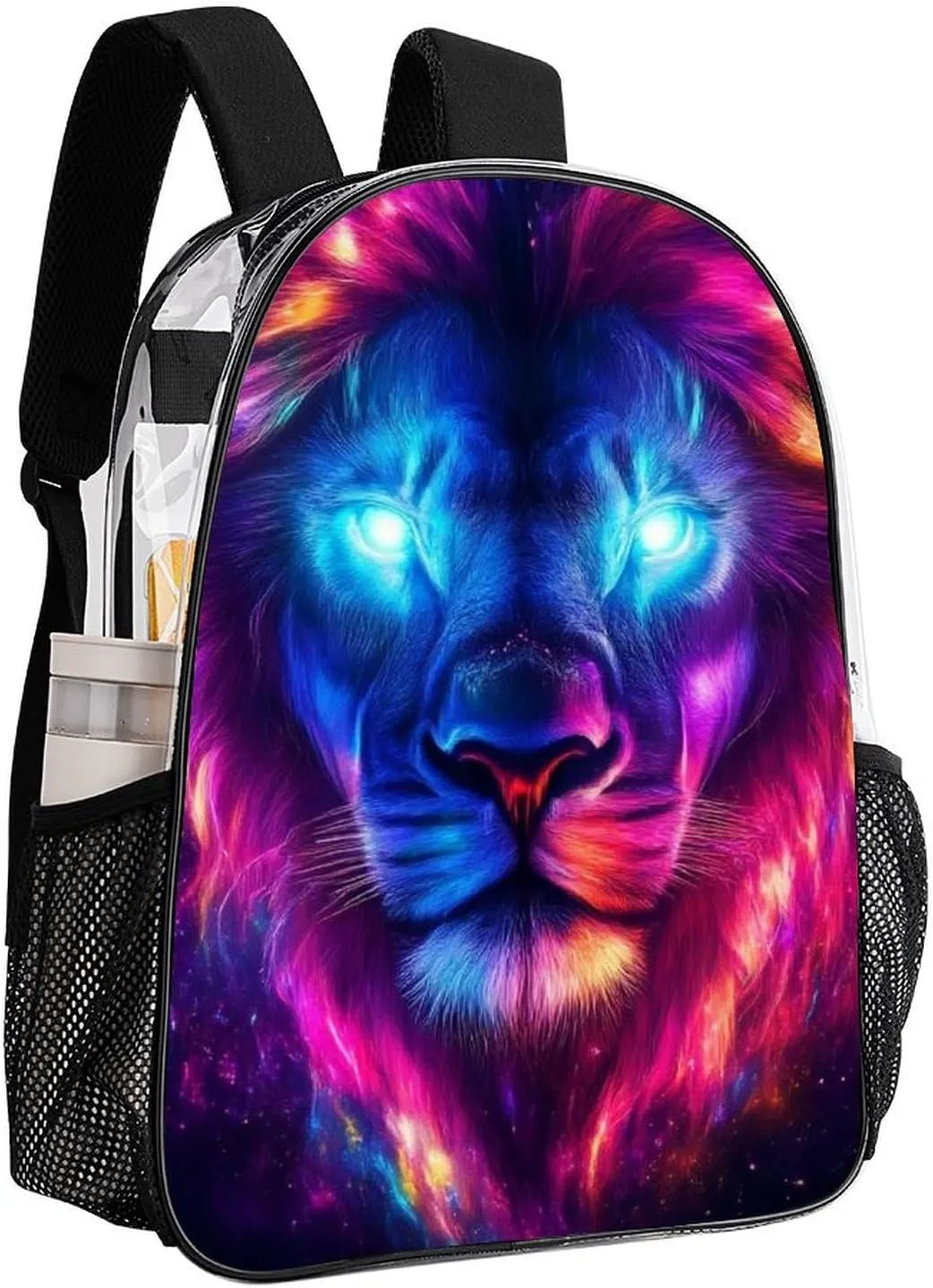 Daypack Backpack Anti-Theft Multipurpose Large Capacity Carry On Bag - Cool Universe Space Lion Art Traveling & Camping Backpack Transparent Bag