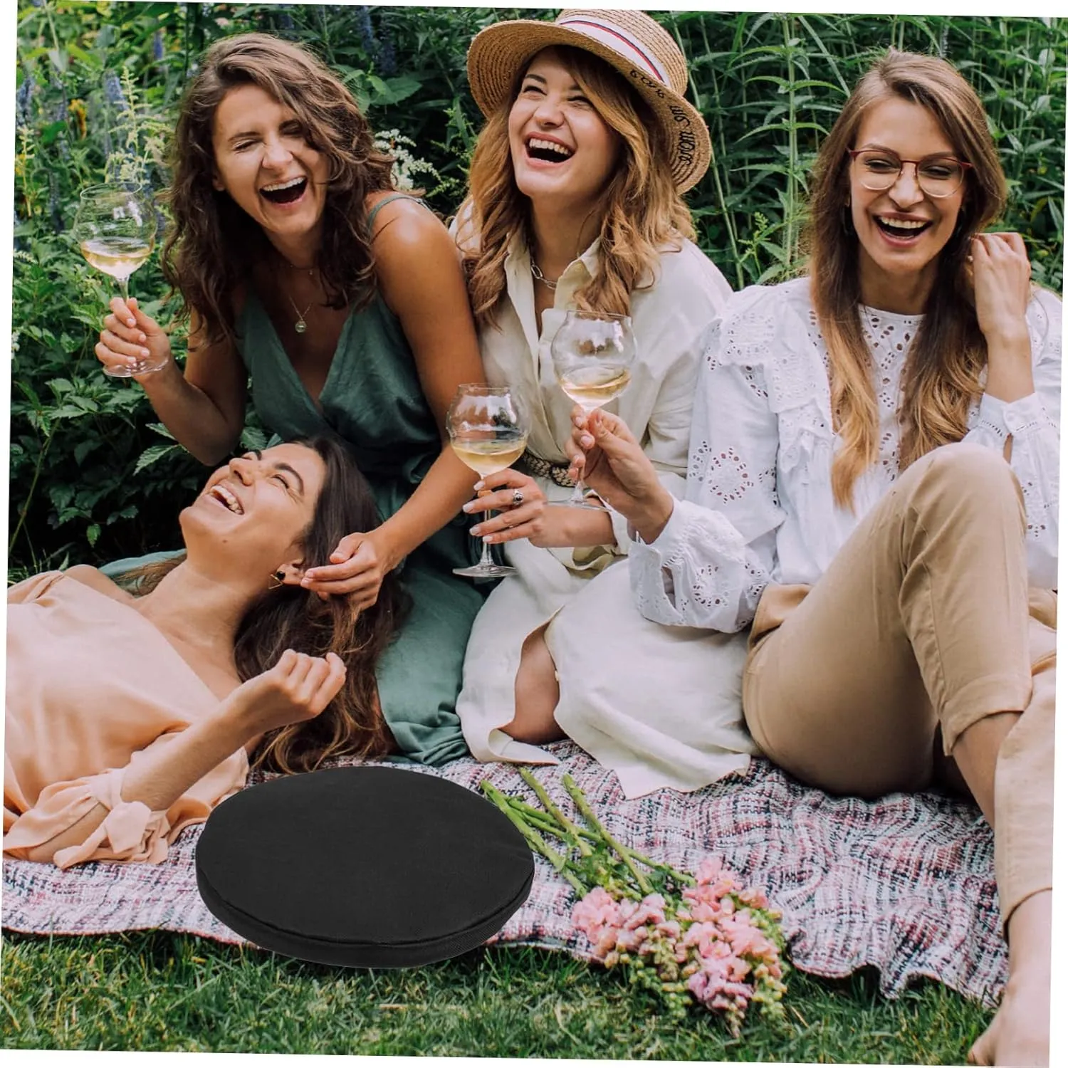 DECHOUS 4pcs Seat Cushion Collapsible Stool Cover Portable Chair Pad Telescoping Stools Round Foam Cushion Round Stool Pads Hiking Sitting Pad Stretch Stool Cover Foam Pad Foldable Travel