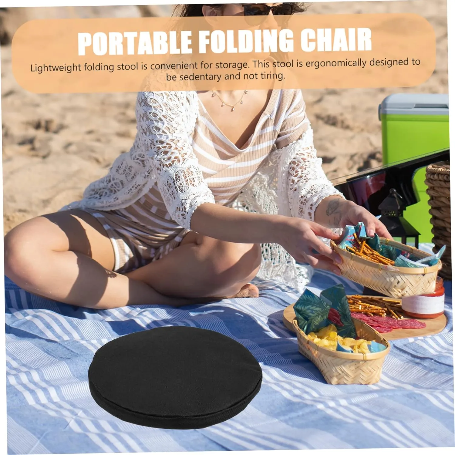 DECHOUS 4pcs Seat Cushion Collapsible Stool Cover Portable Chair Pad Telescoping Stools Round Foam Cushion Round Stool Pads Hiking Sitting Pad Stretch Stool Cover Foam Pad Foldable Travel
