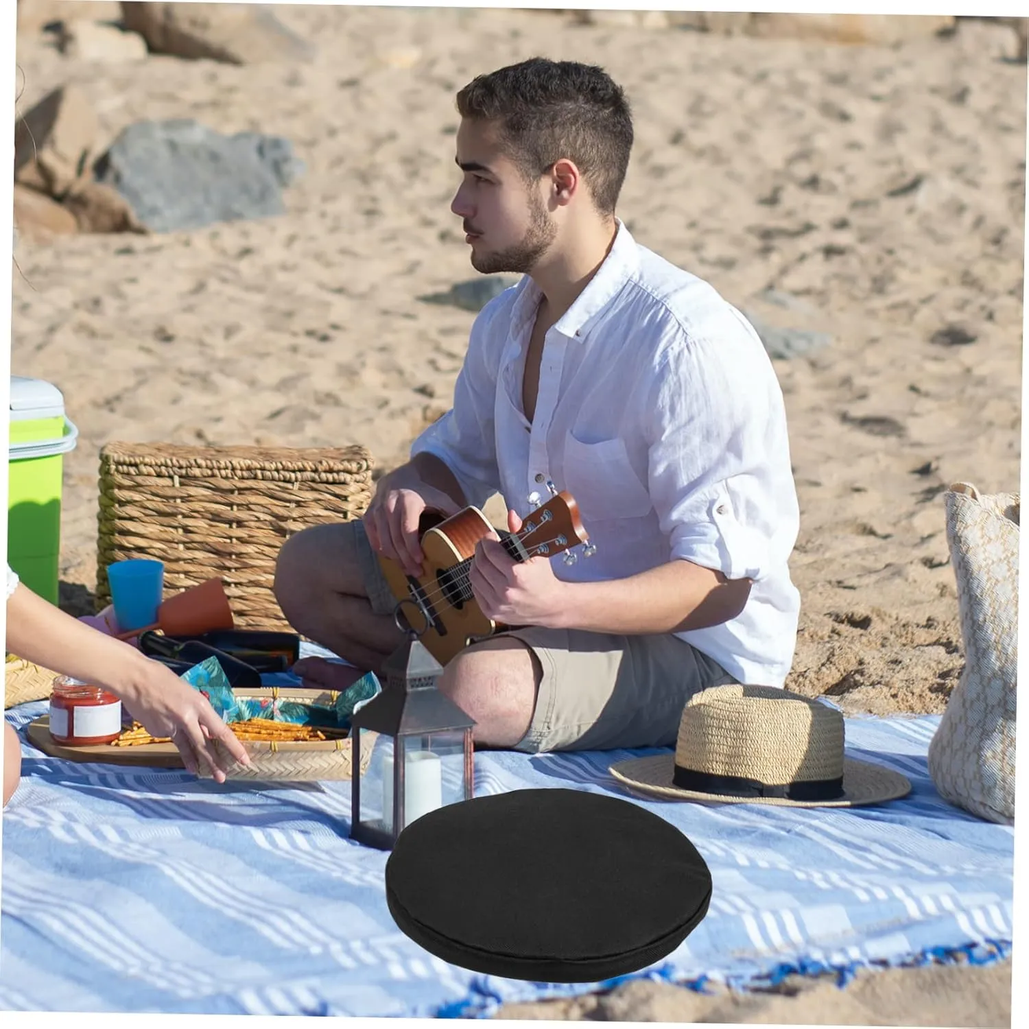 DECHOUS 4pcs Seat Cushion Collapsible Stool Cover Portable Chair Pad Telescoping Stools Round Foam Cushion Round Stool Pads Hiking Sitting Pad Stretch Stool Cover Foam Pad Foldable Travel