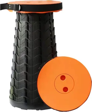 Deer's Life Collapsible Round Pop Up Stool, Max 397lbs, Portable Folding Telescopic Stool for Adults, Camp & Outdoor Use