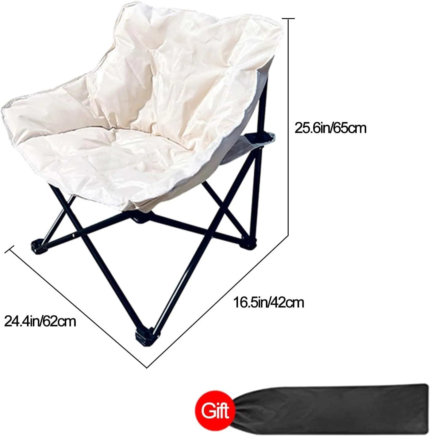 DELURA Oversized Camping Chairs Padded Moon Round Chair Saucer Recliner,Lawn Chairs with Side Pockets (Color : C)