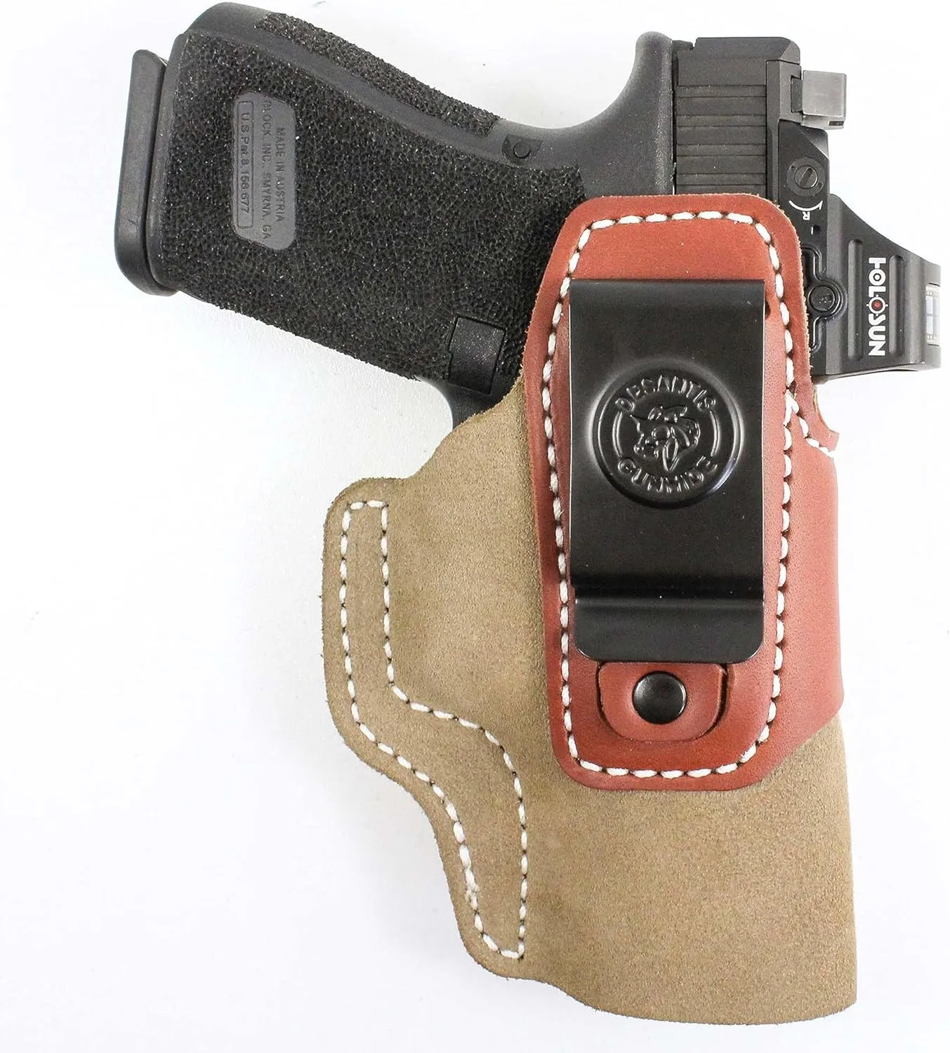 DeSantis Transit IWB Gun Holster- P365 Holster, Concealed Carry, Leather Holster IWB for Pistols, Fits the SIG P365, P365 SAS, P365X w/ ROMEO ZERO, Springfield Hellcat, Hellcat OSP - Ambidextrous, Tan