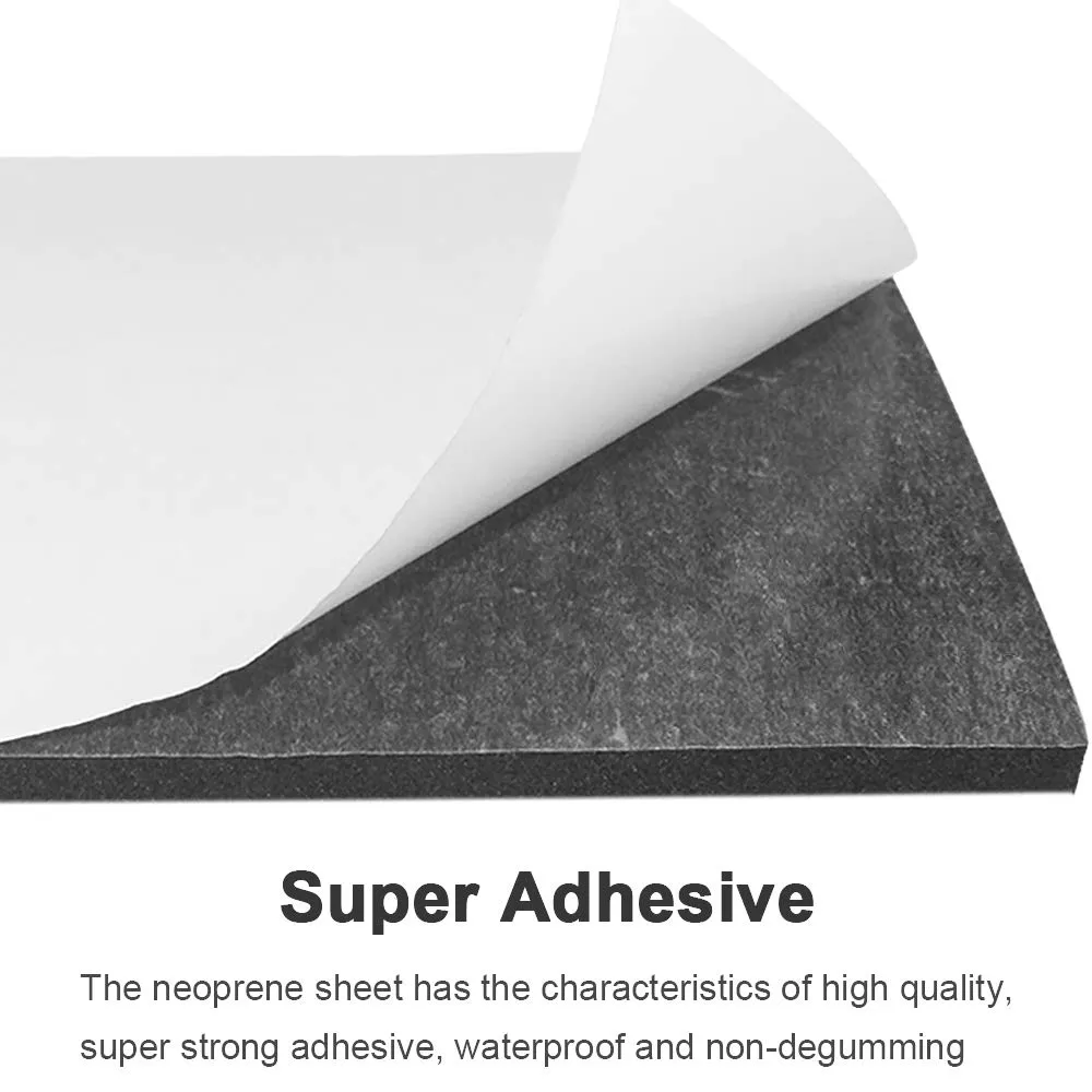 DGSL Neoprene Adhesive Foam Sheets, 12'' W x 118'' L x 1/4'' Thick Sponge Self Adhesive Rubber Padding Sheet Closed Cell Foam Sheet Roll for DIY, Multi-Function Soundproof Rubber Mat, Black