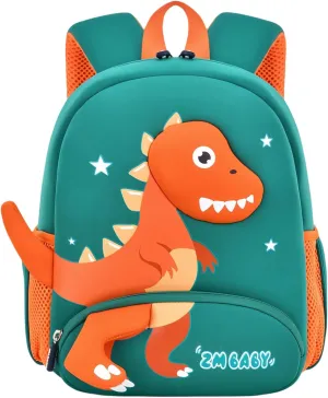 Dinosaur Anti-lost Backpack for Boys Kindergarten Preschool Bookbag with Chest Strap, Toddler Boys Backpack Daycare Bag, B-Green Orange