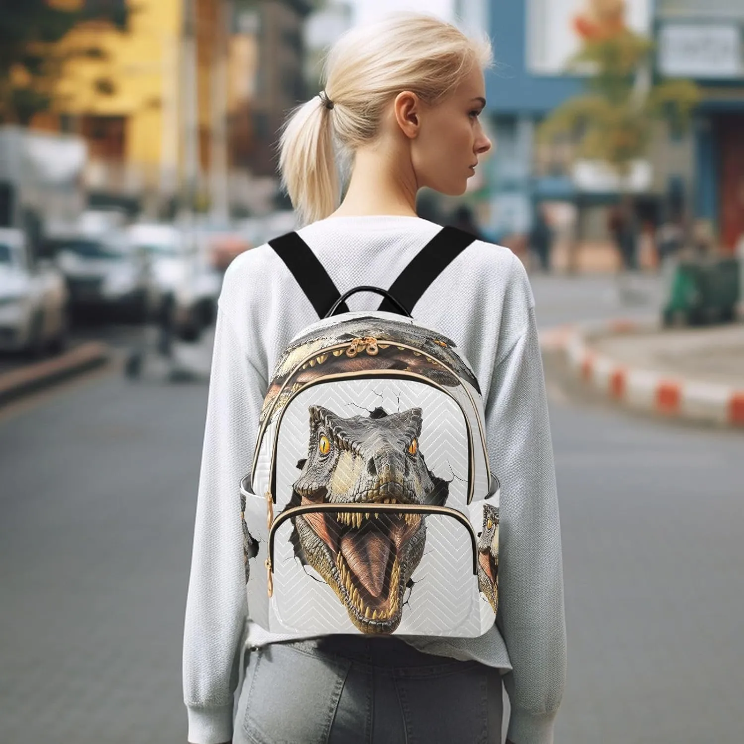 Dinosaur Roar 3d Animal Small Backpack for Women Fashion Backpack Purse Lightweight Casual Daypack Back Pack Travel Bag, S