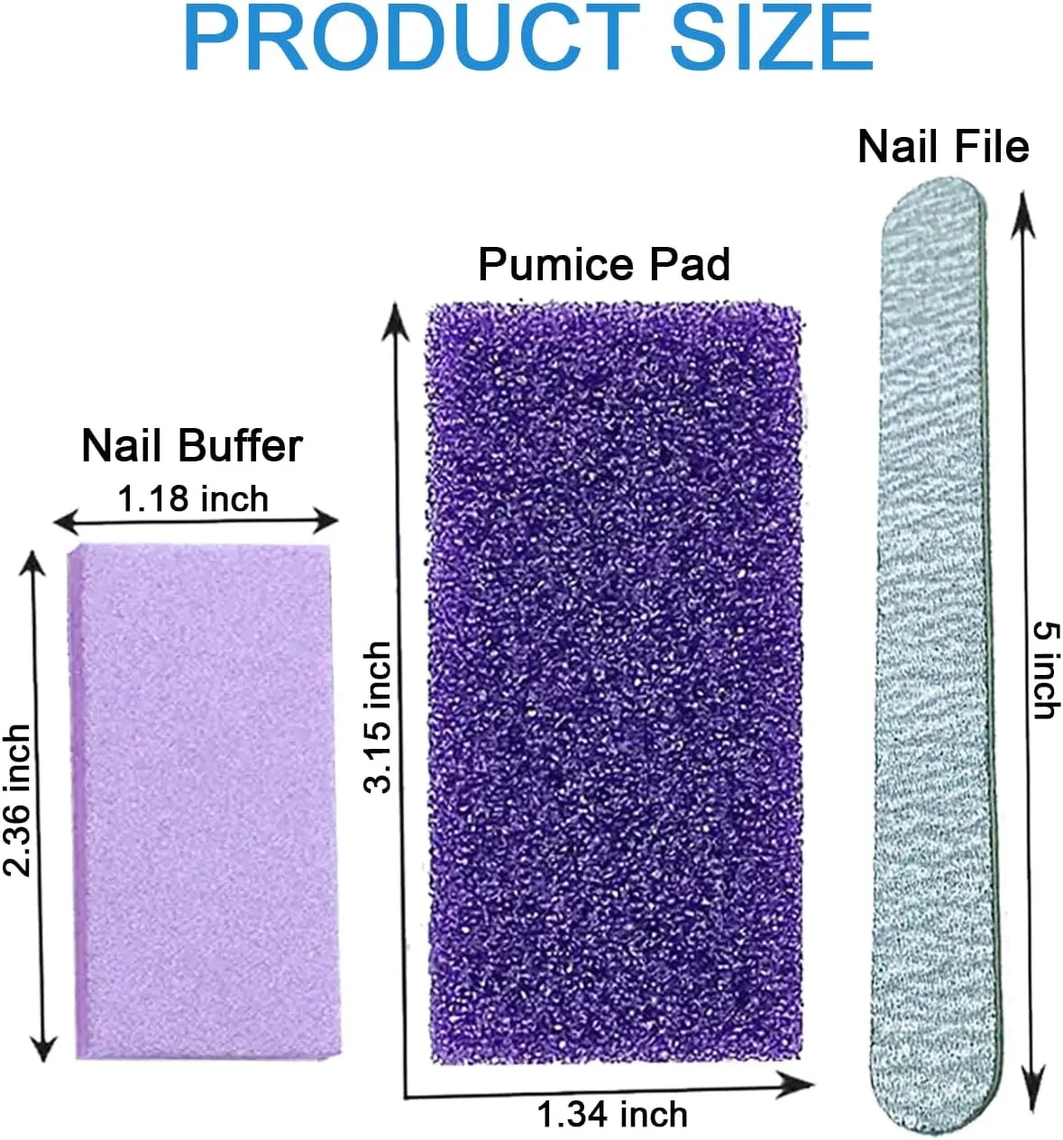 Disposable Pedicure Kit 3-in-1 (Purple Pumice Pad, Wood Nail File 100/180 Grit, Purple Mini Buffer 100/180 Grit) (200-Counts)