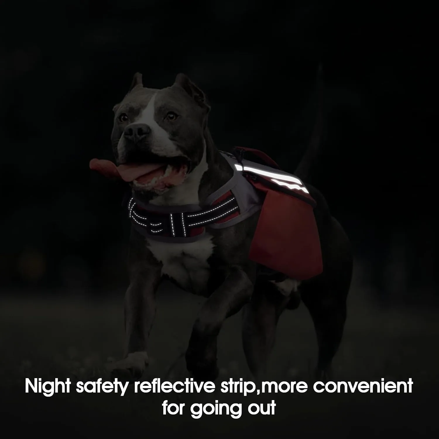 Dog Backpack Harness for Medium & Large Dogs, Tactical Dog Hiking Backpack, Nylon Dogs Backpack with Side Pockets for Walking Training Running, Boston Terrier (Red L)