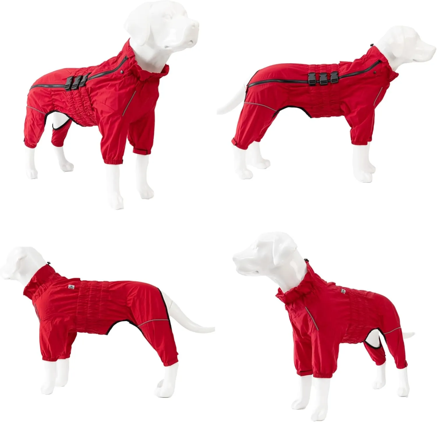 Dogs Waterproof Jacket, Lightweight Waterproof Jacket Reflective Safety Dog Raincoat Windproof Snow-Proof Dog Vest for Small Medium Large Dogs Red 4XL