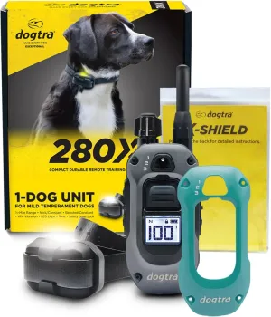 Dogtra 280X E-Collar with Remote - [X-Shield Front Plate - Teal Green] 10 lbs , 1/2 Mile Range, LED Light, 100 Levels for Stubborn Dogs