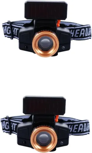 DOITOOL 2 Sets Headlamp Portable Flashlight Fishing Light Headlight Solar Riding Waterproof