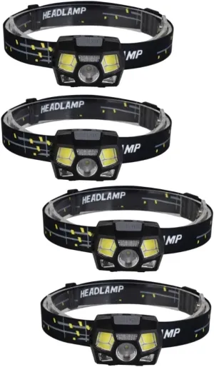 DOITOOL 2sets Cob Led Headlamp Motion Sensor 3 Modes Rechargeable Waterproof for Camping Hunting Cycling 2pcs*2
