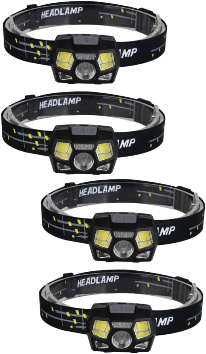 DOITOOL 2sets Cob Led Headlamp Motion Sensor 3 Modes Rechargeable Waterproof for Camping Hunting Cycling 2pcs*2
