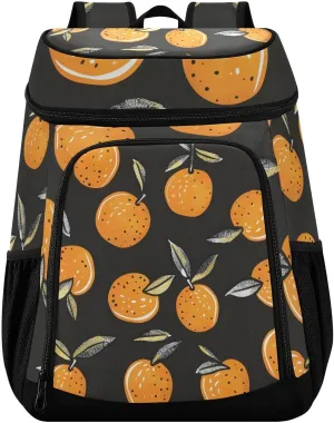 Doodle Oranges Black Cooler Backpack Insulated Leak Proof Beach Cooler Bag 30 Cans Waterproof Lightweight Soft Lunch Picnic Hiking Camping Backpack Cooler for Men Women