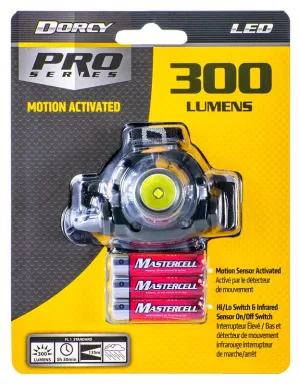 DORCY Dorcy 41-2104 Motion Sensor Headlamp, AAA Battery, Alkaline Battery, LED Lamp, 65 Low, 200 High Lumens, Green