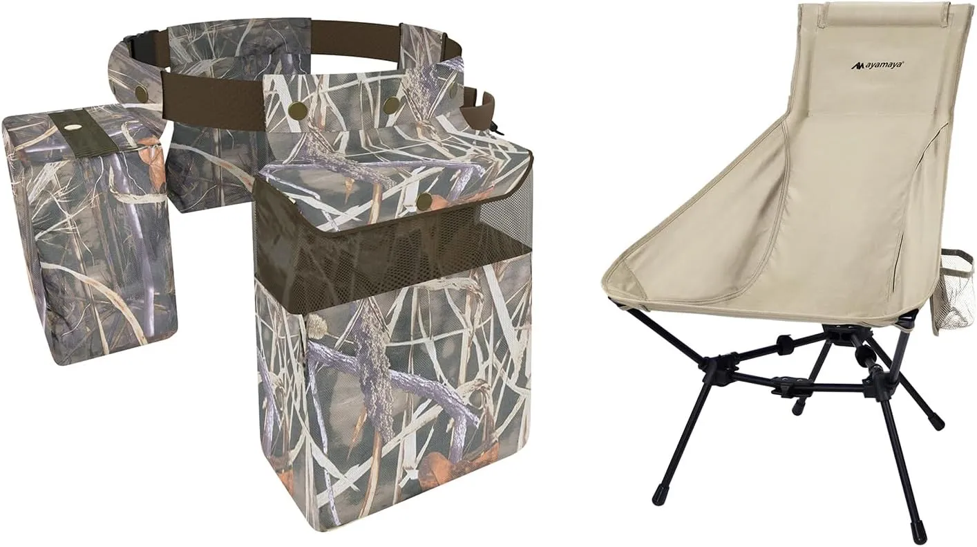 Dove Hunting Belt   High Back Chair, Adjustable Dove Belts with 4 Pockets, Ultralight All Aluminum Widen Frame Structure Folding Chair for Hunting