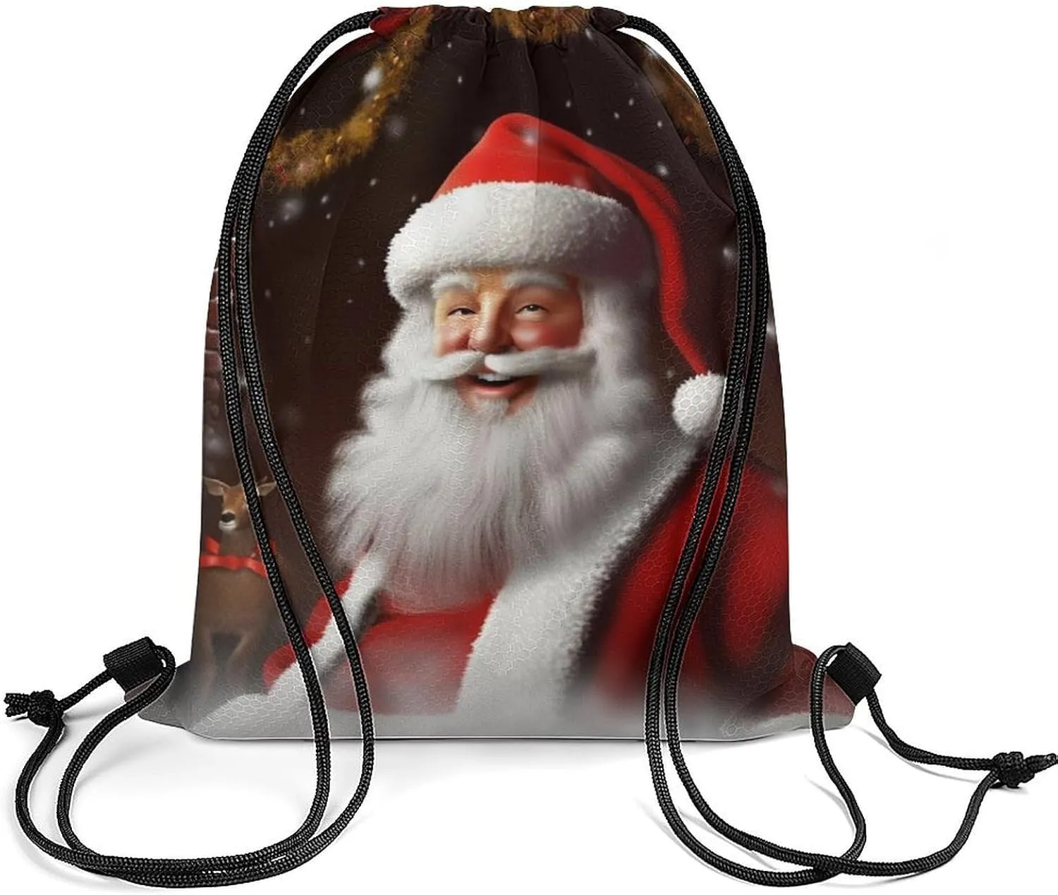 Drawstring Backpack Sport Gym Bag Water Resistant Sackpack Santa Christmas Zoom Cinch Bag String Bag for Outdoor, 35*42cm
