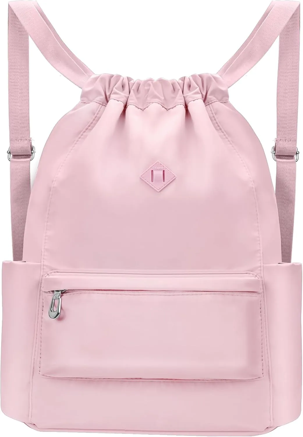 Drawstring Backpack with Wet Pocket Gym Backpack Water-Resistant Cinch String Bag Beach Swim for Women Men（Pink）
