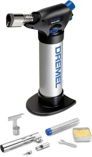 Dremel 2200-01 Versa Flame Multi-Function Butane Torch Perfect for Wood Burning, Leather Crafting, Stencil Cutting, Cordless Soldering, Hot-Knife Cutting of Foam, Plastics and Rope