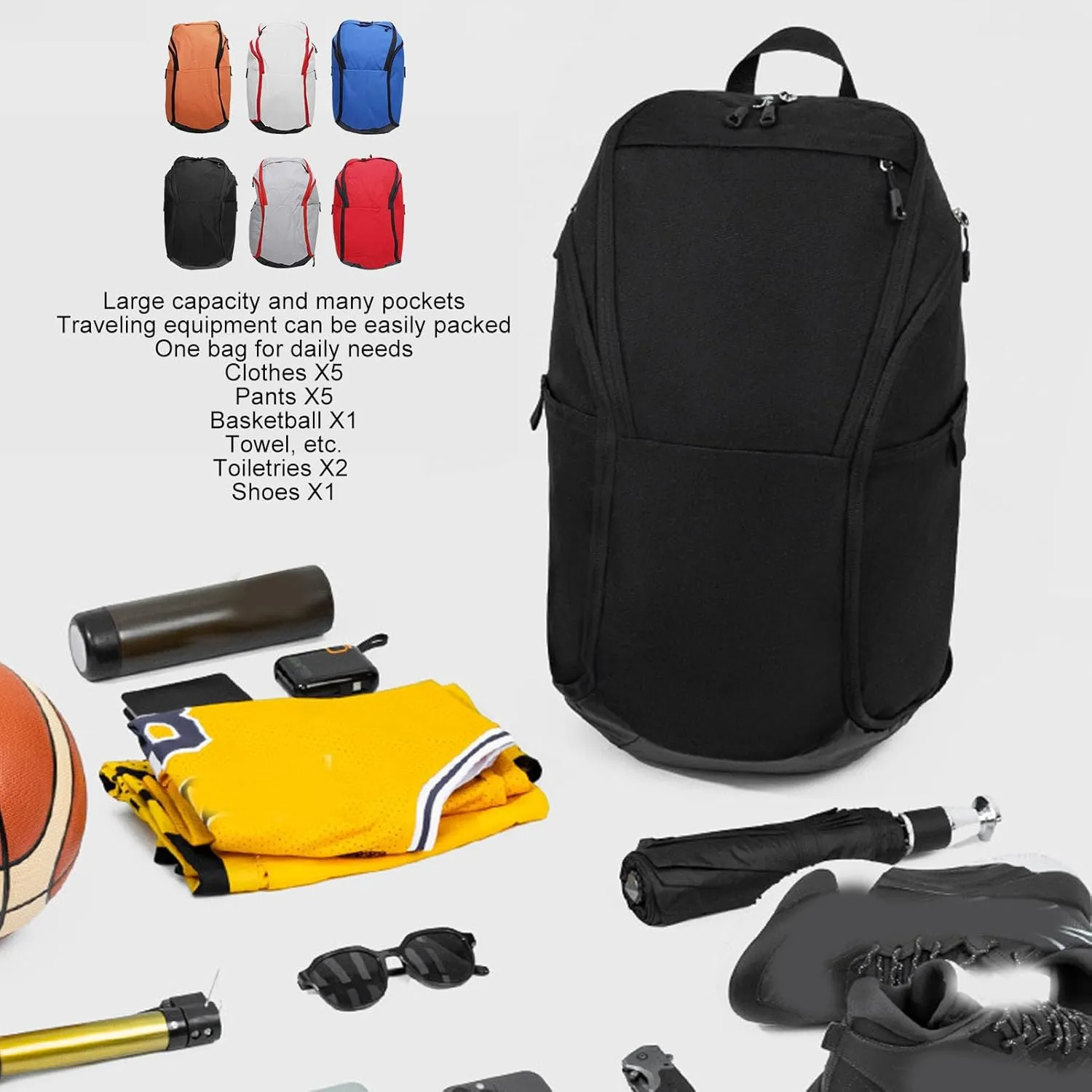 Drfeify Basketball Backpack, Wet Dry Segregation Backpack Oxford Cloth Laptop Compartment Bag for Exercise Supplies