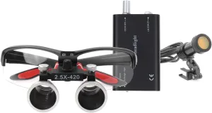 DY-409 3.5X420MM Dental Binocular Loupes with 5W LED Headlamp with Cloth Bag Color Black
