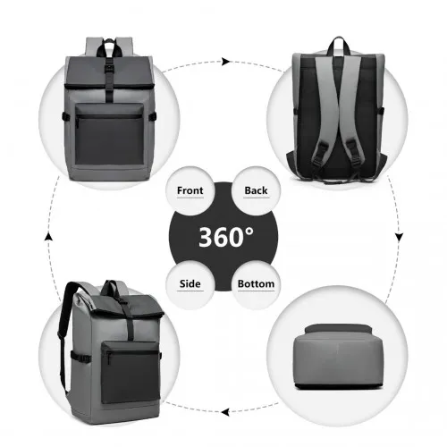 E2330 - Kono Durable PVC Coated Water-resistant Stylish Backpack - Grey