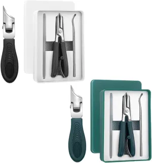 Eagle Beak Beveled Nails Clippers, Beveled Nail Clippers, Wide Jaw Opening Anti-Splash Slanted Nail Clipper, Ingrown Toenail Clippers, Toe Nail Clippers for Seniors Long Handle (Green Black)