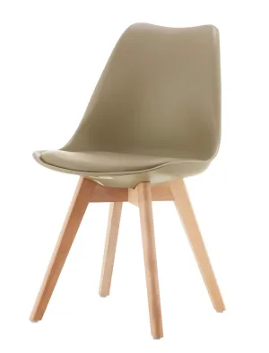 Eames Style Dining Chairs Taupe with padded seat