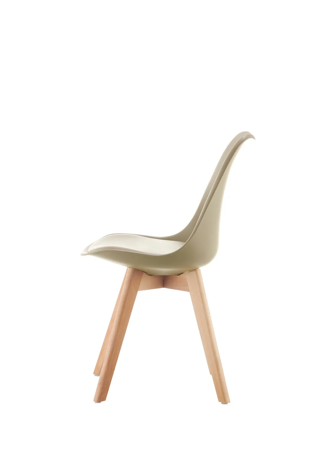Eames Style Dining Chairs Taupe with padded seat