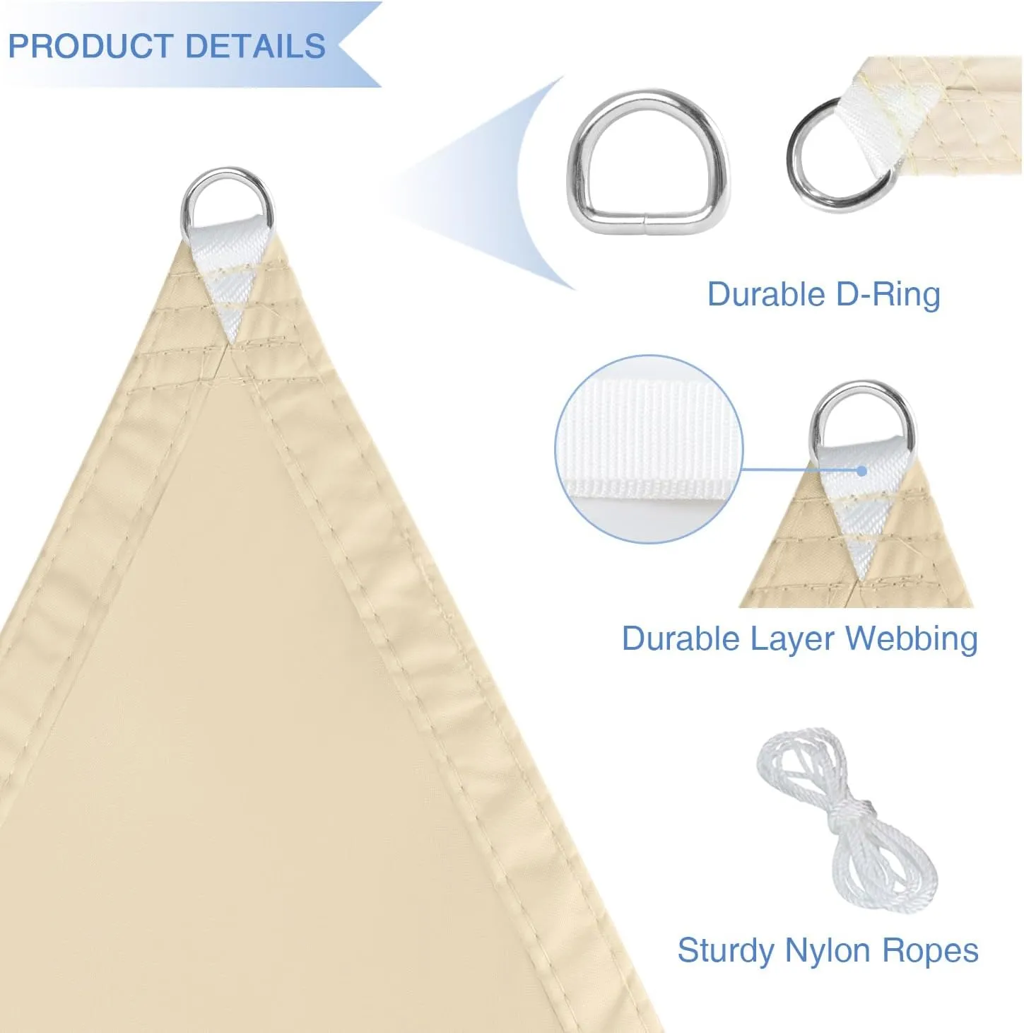 E&K Sunrise 16' x 24' Waterproof Sun Shade Sail Outdoor Rectangle Canopy Shade Cover UV Block for Pergola Patio Backyard Garden Deck (Beige)