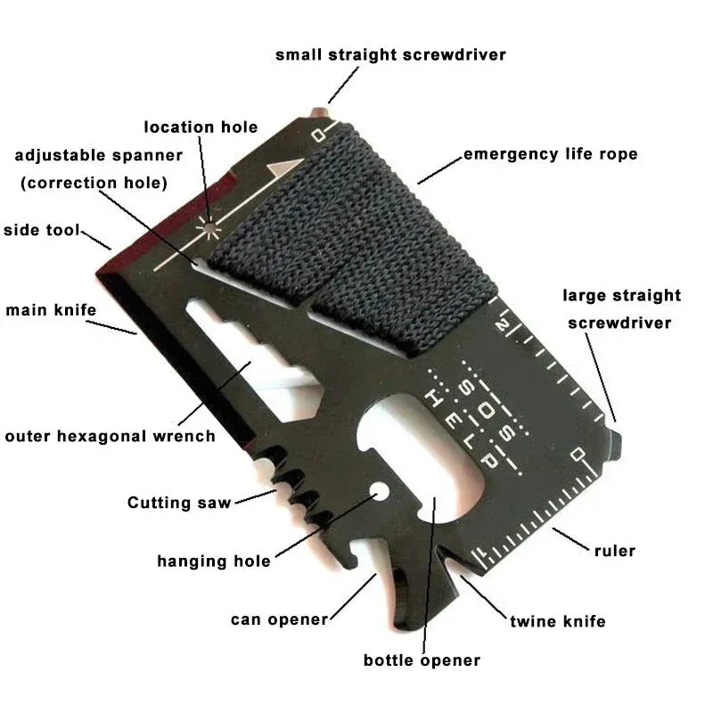 EDC Credit Card Multi-Tool Stainless Steel Pocket Knife for Camping and Survival