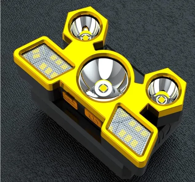 EdirFtra 5 Led Headed Headlights,Head-Mounted Led Miner's Lamp Flashlight, Long-Range Super Bright, Four Modes, USB Rechargeable,for Night Fishing,Silver