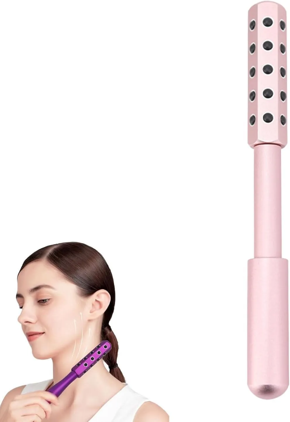 Elarique Glow Sculpting - Beauty Roller, Facelift Pro Beautys Roller, Uplift Facial Massaging Beauty Tool, with Cooling & Sculpting, with 30 Germanium Stone Face for Skin Care (Pink)