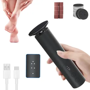 Electric Callus Remover for Feet, 2 in 1 Rechargeable Portable Electric Foot File Nail Grinder with Sandpaper Disk, for Men Women Dead Cracked Hard Skin, 6 Speed Adjustable (Black)