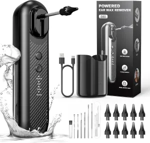 Electric Ear Wax Removal, Upgraded Ear Irrigation Flushing System, 4 Modes Water Powered Ear Wax Cleaner, Rechargeable Ear Cleaner with 7 Pcs Ear Pick Earwax Removal Kit