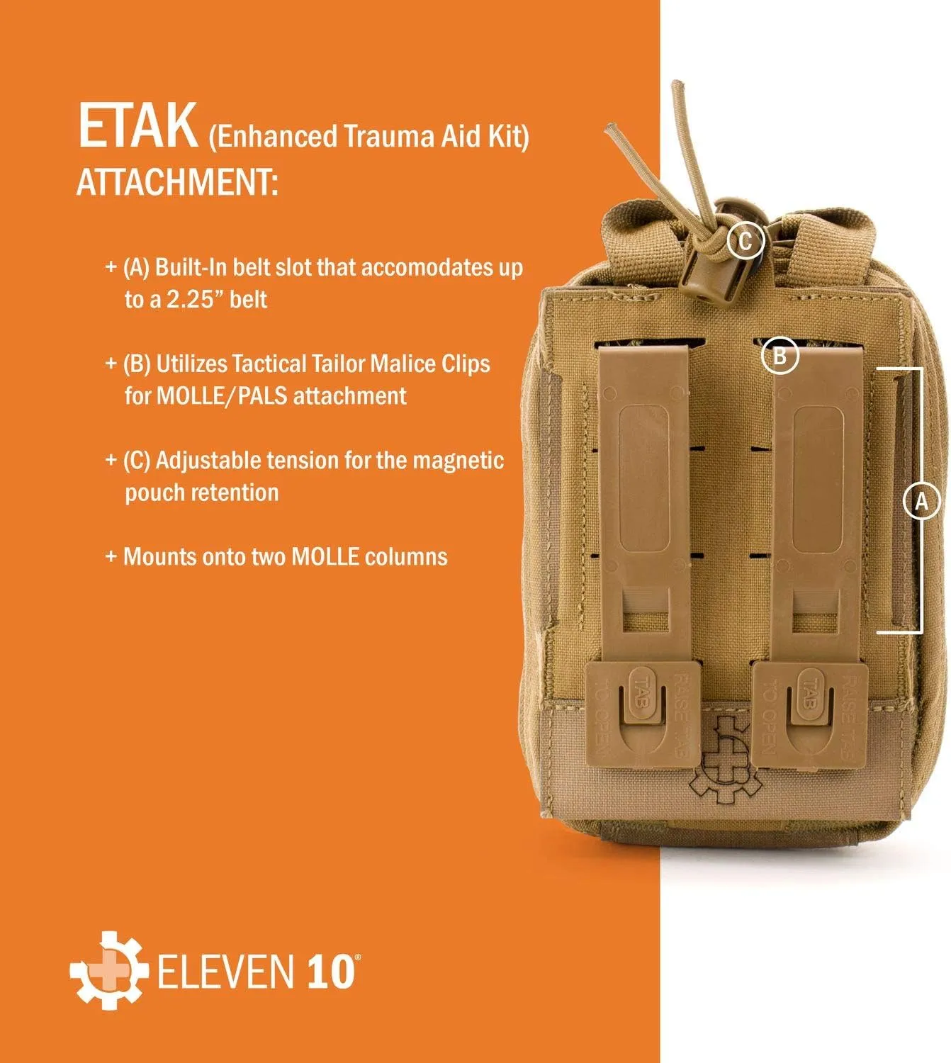 Eleven 10 ETAK (Enhanced Trauma Aid Kit) Tear-Away, Black, Pouch Only