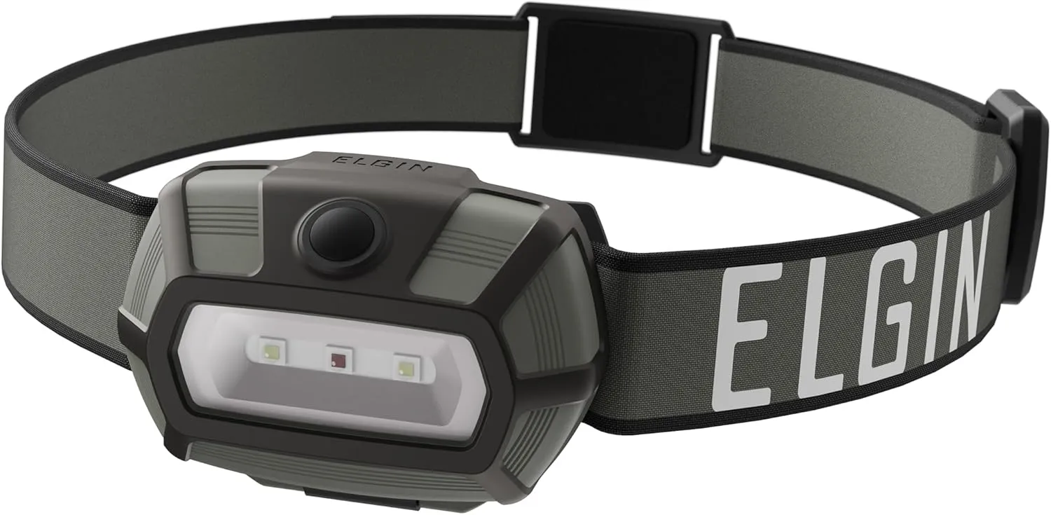 Elgin Thunder-Scout 200 Lumen Outdoor LED Headlamp, Waterproof, Impact-Resistant, Red Light Mode, AAA Battery Operated, Rugged Worklight for Camping, Hiking, Hunting, Fishing, Survival, Emergency Use