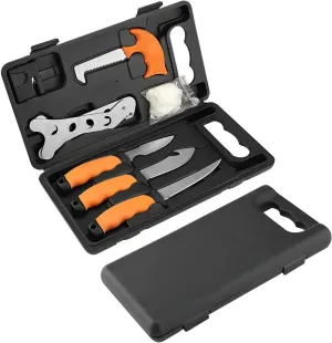 Ellniges]Professional Fillet Knife Set【Multi-Tool Outdoor Kit】 Stainless Steel with Sharpener & Lanyard Hole | Camping/Fishing Essentials | Heavy-Duty Carry Case【Ergonomic Design】