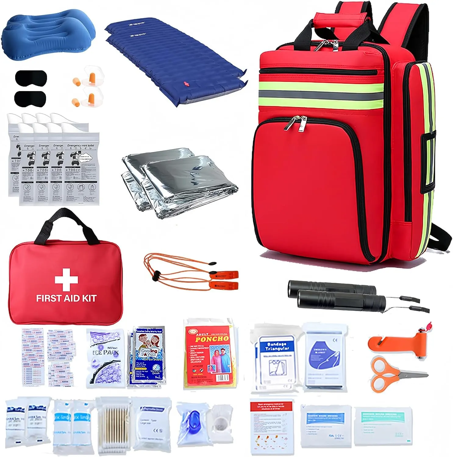 Emergency Backpack,First aid kit,Emergency kit,Preparedness Go-Bag for Earthquake,Fire,Hurricane,Tornado,War,Flood,Urgent use, Canvas Backpack,9 36 Tools,Survival Backpack