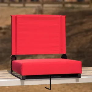 EMMA   OLIVER Red Stadium Chair - 500 lb. Rated Folding Chair - Carry Handle - Ultra-Padded Seat