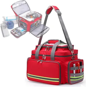 Empty Emergency Bag, Large Capacity First Aid Bag, with Reflective Strips, Waterproof Wear Resisting Storage bag, Adjustable shoulder Strap, for Travel, Hiking, home