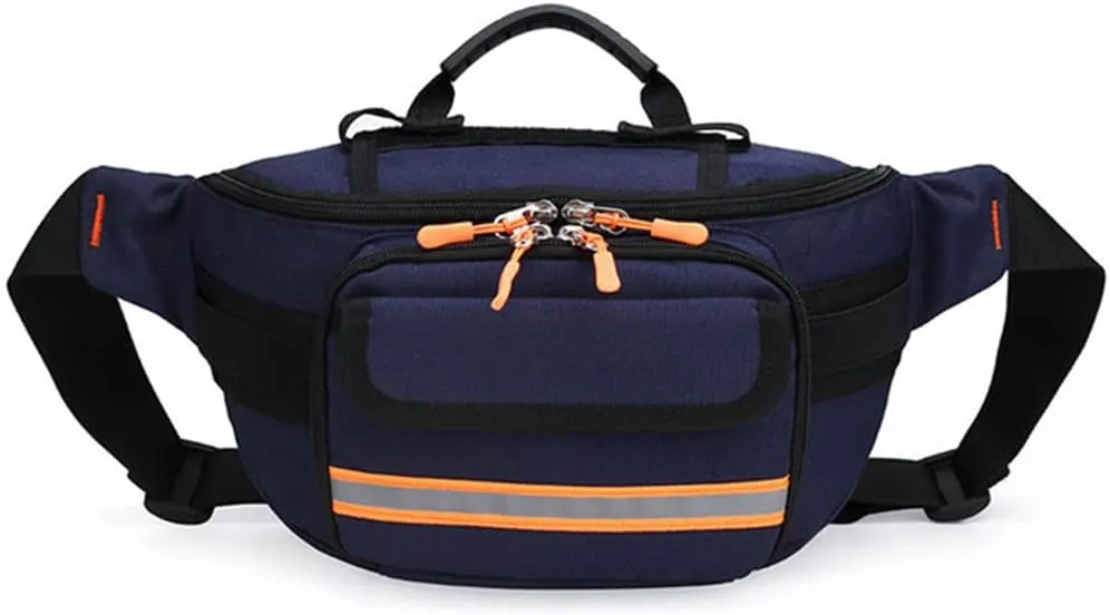Empty First Aid Bum Bag Nurse Fanny Pack Multiple Compartments Nursing Organizer Belt with Adjustable Waist Strap Portable First Aid Medicine Bag(Navy Blue)