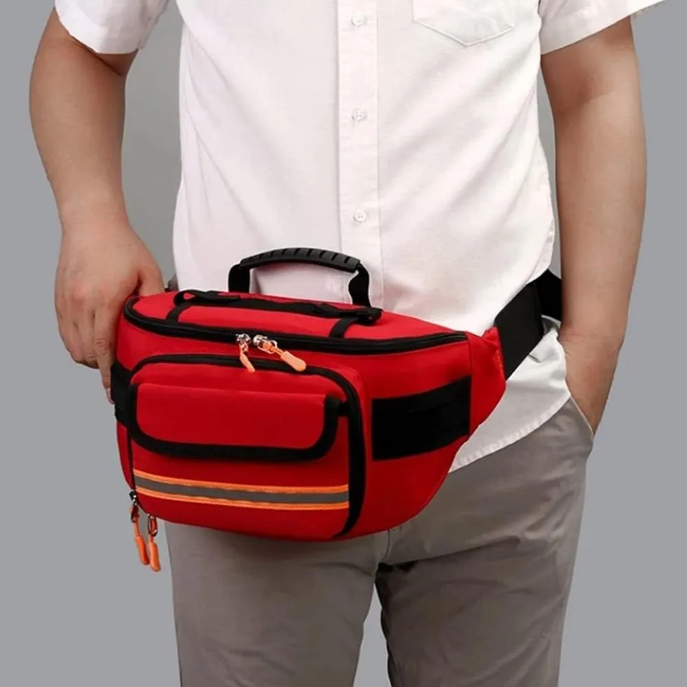 Empty First Aid Bum Bag Nurse Fanny Pack Multiple Compartments Nursing Organizer Belt with Adjustable Waist Strap Portable First Aid Medicine Bag(Navy Blue)