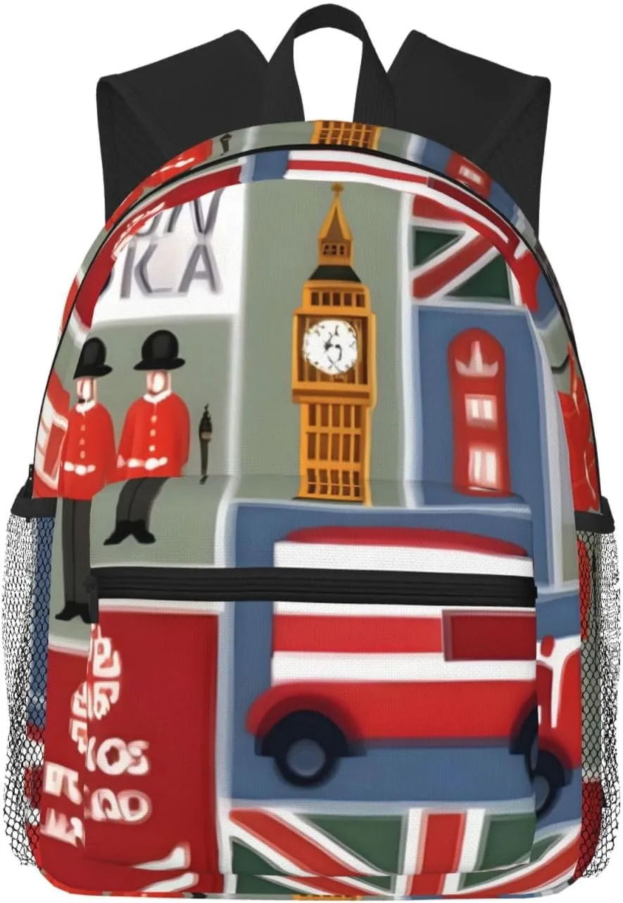 England Symbols Print Shoulder Bag, Lightweight Shoulder Bag, Travel Bag, Hiking Backpack, Cute Shoulder Bag